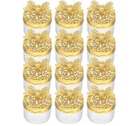 Operitacx Boîtes à Dragées Mariage en Plastique Transparent Or, Lot de 12, Rangement Élégant pour Bonbons et Friandises, pour Fête de Mariage
