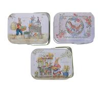 Operitacx Boîtes Rondes en Métal pour Pâques 3 Pièces Motif Lapin Unique, Boîte à Bonbons Multifonctionnelle à Texture Fine pour Célébrations et Rangement Plusieurs styles