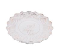 Operitacx Bol de Centre de Table Bouddhiste Céramique Blanche Plateau Pied Multifonction pour Offrandes Fruits et Pâtisseries Décor avec Texture Aléatoire