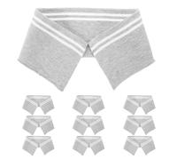 Operitacx Bord-côtes Élastique pour Col de Chemise, Tissu Côtelé Gris Bordure Blanche, Assortiment 10 Pièces, Tissu de Garniture pour Vêtement Scolaire et Sport, Ceinture Élastique