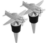 Operitacx Bouchon d'Étanchéité en Alliage et Silicone d'Avion, Lot de 2Pcs, Accessoire Bar Élégant pour Vin Rouge Bouchon de Bouteille de Vin en Métal, Thème Aviation
