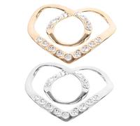 Operitacx Boucle d'écharpe cœur 2PCS en alliage de zinc avec cristaux pour tops et tshirts été polyvalente femmes