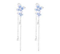 Operitacx Boucles D'oreilles à Clous Fleurs pour Femmes Pompons Légers en Cuivre et Zircone, Élégantes et Féeriques pour Sorties Décontractées ou Soirées Formelles
