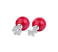 Operitacx Boucles D'oreilles de Noël pour Femmes en Cuivre Blanc Perles, Design Cerf Élégant, pour Plan de Relations Publiques et Pendaison de Crémaillère