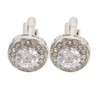 Operitacx Boutons de Manchette Argentés Design Rond Simple et Moderne Faciles à Utiliser en Zircon pour Homme et Femme pour Concert et Anniversaire de Mariage