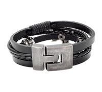Operitacx Bracelet Cuir pour Homme Tête D'aigle en Alliage Multi-couches, Chaîne Réglable, Style Élégant et Unique pour Occasions Spéciales et Fêtes