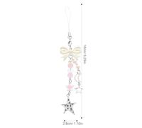 Operitacx Breloque Téléphone Rose Nœud et Étoile Accessoire Kawaii Perles Décoratives Compatible Multi Modèles Porte Clés et Charme Polyvalent