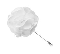 Operitacx Broche Fleur en Satin Blanc Faite Main pour Homme, Épingle à Cravate Élégante en Cuivre Dur et Décoration de Revers pour Occasions Formelles