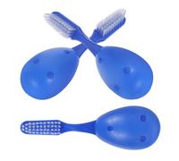 Operitacx Brosse à Dents Manuelle pour Établissements Pénitentiaires Tête Large, Poignée Confortable en Plastique Bleu, Pack de 3 Brosses à Dents Portables Compactes pour Style Aléatoire