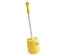 Operitacx Brosse à Toilettes Jaune avec Support en PP et TPR, Manche Long pour Nettoyage, pour Salle de Bain et Maison, Design Canard Original