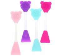 Operitacx Brosse à Visage Double Tête en Silicone 4 Pièces, Lot de Brosses pour Masque Facial Couleurs Assorties, Applicateur Exfoliant et Nettoyant pour Soin Peau Quotidienne