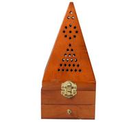 Operitacx Brûleur de Parfum en Bois Forme Pyramide, Ornement Rétro Créatif pour Purifier L'air et Soulager Le Stress, pour Mariage et Décoration