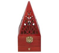 Operitacx Brûleur de Parfum Support Parfum Électrique Pyramide en Bois Marron avec Tiroir et Décoration de Bureau pour Salon de Thé