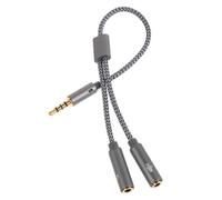 Operitacx Câble Adaptateur Audio 3,5 Mm Argenté Nylon Tressé, Répartiteur Casque et Micro Mâle vers Deux Femelles, Rallonge Compatible Pc, Prise Casque Divisée pour Écouteurs et Microphone