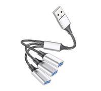 Operitacx Câble Répartiteur USB Multiple 5v/2a Max 1 Mâle vers 3 Femelles en Alliage D'aluminium Protection Les Surintensités pour Ordinateur Portable et Imprimante