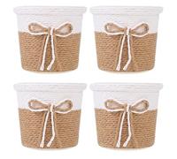 Operitacx Cache-Pot En Osier Tressé 10.50X10.50X9.00 Cm Lot De 4 Cache-Pots Pour Plantes Vertes Cactus Et Fleurs Décoration Intérieure Et Jardin Multifonction