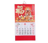 Operitacx Calendrier lunaire 2027 - Calendrier mural chinois traditionnel pour l'année de la Chèvre - Agenda mensuel Feng Shui chinois avec symboles de bénédiction, dieu de la richesse et