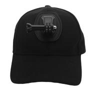 Operitacx Casquette de Baseball Accessoire Photo Sportif Noire avec Support de Caméra d'action, Chapeau Portable Ajustable en Coton Respirant sans Utilisation des Mains pour Course, Vélo