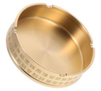 Operitacx Cendrier Métallique Rond en Laiton Doré de Style Vintage, Pratique et Décoratif pour Bureau ou Bar, Design Rétro Élégant et Fonctionnel