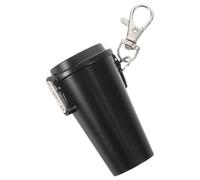 Operitacx Cendrier Portable en Métal Noir avec Couvercle Anti-Vent et Porte-clés Métallique, pour Camping et Bureau, Design Moderne et Minimaliste