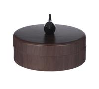 Operitacx Cendrier Rond en Acier Inoxydable et Bois avec Couvercle, Élégant Fumée, pour Bureau et Jardin, Prévient la Dispersion des Cendres, Design Décoratif Noir