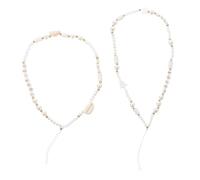 Operitacx Chaînes de Téléphone Portables Anti-perte 2 Pièces, Chaîne de Perles Décorative en Coquillage Blanc, Style Bohème Lettres Forever Happy, Accessoires Légers et Multifonctions