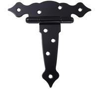 Operitacx Charnière en T Robuste pour Porte de Cabanon et Portail, Charnières Noires en Fer Forgé 5 Pouces, Quincaillerie de Portail pour Grange et Clôture, Usage Extérieur, Lot Unique