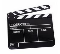 Operitacx Clap de Cinéma Professionnel Noir en Acrylique Solide et Bois Lettres Gravées et Boulons Réglables pour Tournage de Film et Production Audiovisuelle
