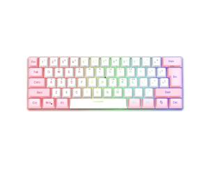 Operitacx Clavier de Jeu RGB 61 Touches Compact pour Gamer Clavier D'ordinateur Mécanique Mince et Étanche Ergonomique Rose Blanc pour Bureau et Gaming