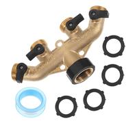 Operitacx Connecteur de Tuyau Laiton Voies avec Vannes Répartiteur Robinet Jardin pour Arrosage Irrigation Agricole et Lavage de Voiture Compatible Raccord Rapide de Tuyau