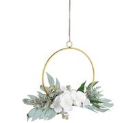Operitacx Couronne Artificielle en Fer Blanc pour Décoration Mariage et Fête, Pendentif Fleur Suspendu Naturel, pour Porte et Ambiance Romantique