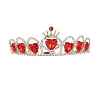 Operitacx Couronne de Mariée Rouge Corail en Cuivre Légère, Serrage-tête Petit Modèle, Accessoire de Tiare Brillant pour Mariage, Fête et Séance Photo, Décoration Élégante pour Cheveux