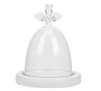 Operitacx Couvercle en Verre d'ange Blanc Base en Bois pour Exposer des Objets Décoratifs, pour Bureau ou Étude, Design Élégant et Fonctionnel