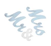 Operitacx Décoration de Table Mariage Mr et Mrs en Bois Bleu | Signe Mme et Mme, Pièce Centrale Élégante pour Mariage, Anniversaire, Ambiance Romantique, Facile à Installer