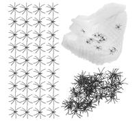 Operitacx Décoration Halloween Toile D'araignée Lumineuse en Polyester 300g avec Araignées Factices Réalistes pour Fêtes et Maisons Hantées Facile à Modeler