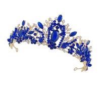 Operitacx Diadème de Mariage en Alliage de Zinc et Cristal Bleu, Accessoire Élégant et Facile à Porter pour Coiffure de Mariée Lors de Mariage ou Fiançailles