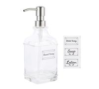 Operitacx Distributeur de Savonnette Léger et Compact en Verre Design Vintage Pompe en Acier Inoxydable 2 Pièces Capacité 300ml , pour Décoration D'hôtel et Usage Domestique