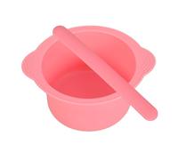 Operitacx Doublure en Silicone pour Pot à Fondre la Cire, Flexible Fusion Rapide avec Spatule, Bol Plat Rose pour Épilation et Mélange de Pigments