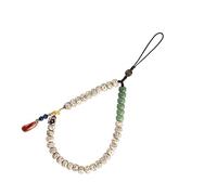 Operitacx Dragonne de Téléphone Portable Rétro en Perles Cordon de Poignet Chic et Élégant Sangle Courte pour Jogging Accessoire Pratique Couleur Naturelle
