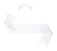 Operitacx Écharpe de Maternité Blanche en Tissu et Métal pour Femme Enceinte, Accessoire pour Baby Shower et Séance Photo Prénatale