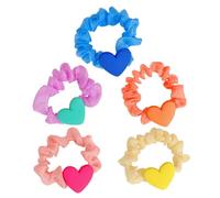 Operitacx Élastiques à Cheveux en Tissu Breloque de Cœur, Extensibles et Portables au Poignet, Lot de 5 pour Femmes et Filles, pour Cérémonies et Voyages
