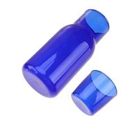 Operitacx Ensemble Carafe Verre Bleu 400 Ml et Tasse Double Paroi Résistante Haute Température pour Usage Quotidien Bureau Maison Hôtel 2 Pièces