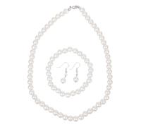 Operitacx Ensemble Collier Bracelet Boucles D'oreilles Femme en Verre et Émail Coloré Blanc, sans Rouille ni Décoloration, pour Mariage et Occasions Élégantes