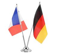 Operitacx Ensemble de 2 Drapeaux de Table France et Allemagne avec Mât Métallique et Socle en Fer, Mini Drapeaux pour Bureau et Salle de Réunion, Textile Résistant la Décoloration,
