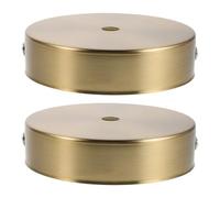 Operitacx Ensemble de 2 rosaces de plafond dorées, cache-suspension rond de 10 cm avec traverse et vis, trou central de 1 cm, plaque supérieure métallique pour luminaires.