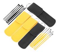 Operitacx Ensemble de 24 Pièces pour Nettoyage D’oreilles en Acier Inoxydable, Kit Portatif de 6 Outils Antidérapants Jaunes et Noirs, Dissolvant de Cérumen pour Hygiène Auriculaire