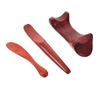 Operitacx Ensemble de 3 Outils Gua Sha en Bois Naturel pour Visage et Corps - Bâton de Massage des Points D’acupuncture, Racleur Musculaire Manuel, Masseur Portable pour Relaxation
