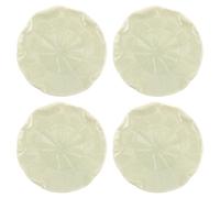 Operitacx Ensemble de 4 assiettes à dessert en céramique à motif feuille de lotus, plateau de service pour amuse-gueules et hors-d'œuvre, assiettes à fruits vintage de 15 cm, vaisselle idéale