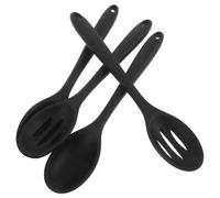 Operitacx Ensemble de 4 Cuillères Cuisine en Silicone Noir Résistantes Chaleur Manches Longs, Ustensiles Élégants pour Cuisiner, Servir et Pâtisser Facilement