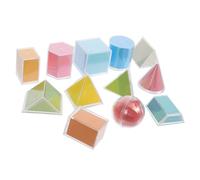 Operitacx Ensemble de modèles géométriques 3D pour enfants - 12 solides géométriques transparents avec cartes de démonstration jouet éducatif et outil d'apprentissage pour comprendre la géométrie